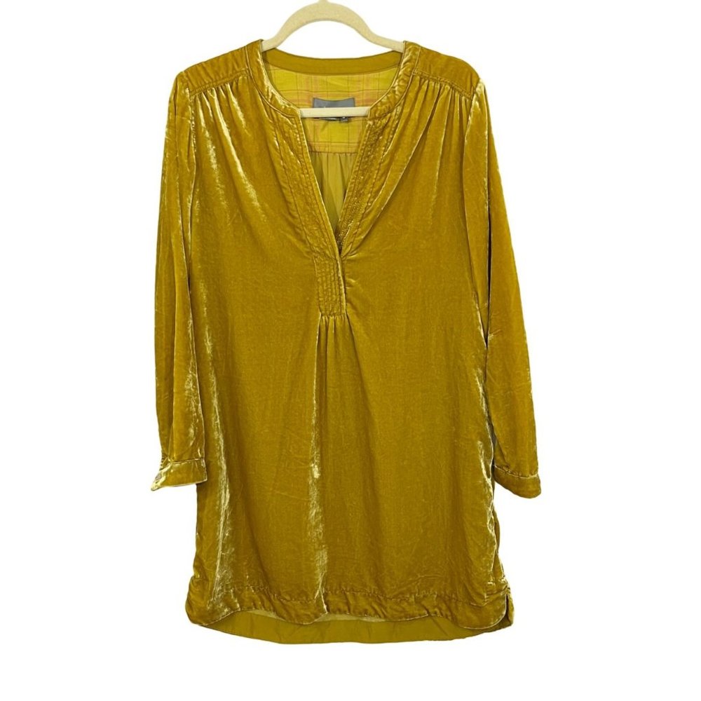 Anthropologie‎ Melody Velvet Tunic Dress Long Sleeve Marigold - Size XS